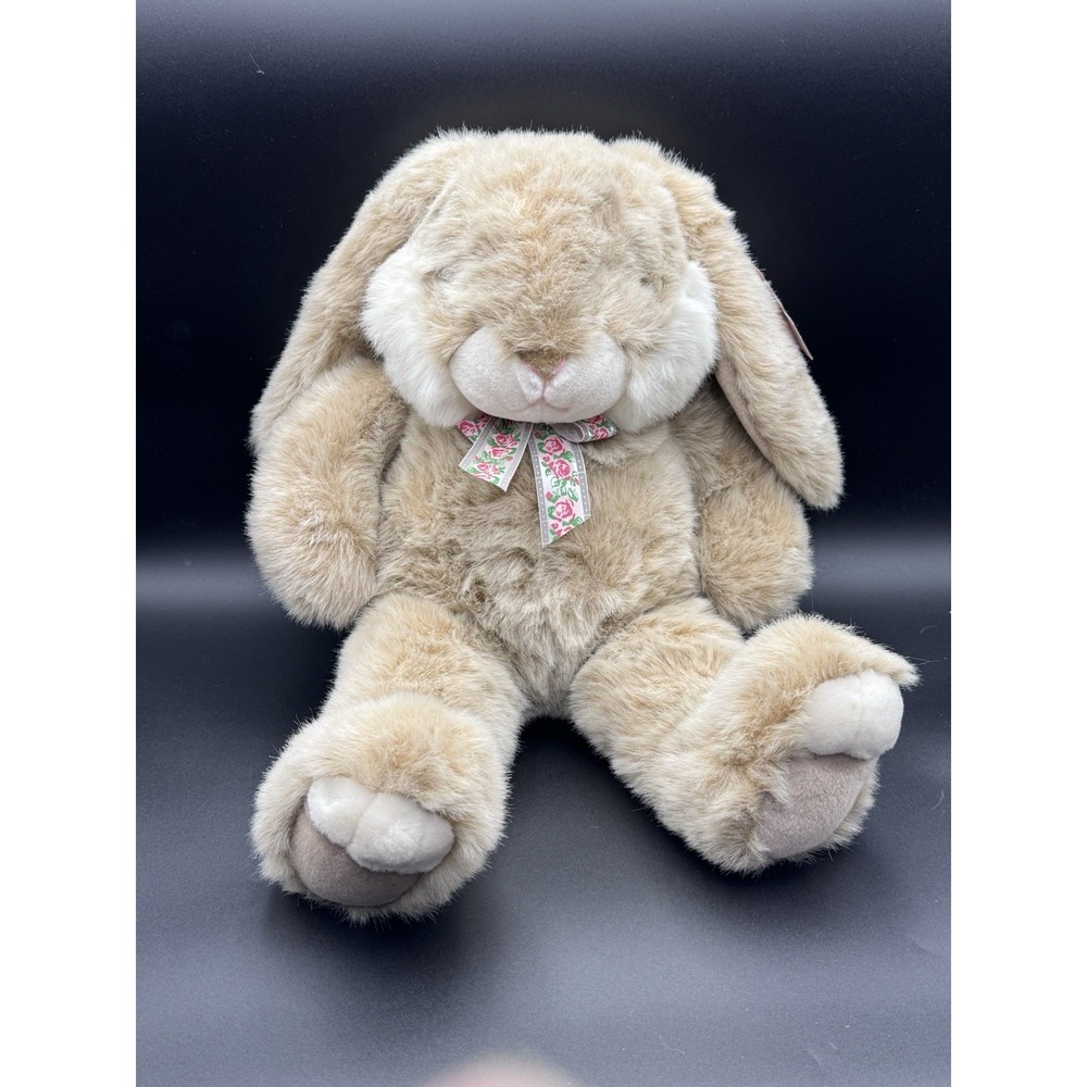 NEW RARE Large 15" Vintage Eggcetera Toys R Us Tan Plush Bunny Rabbit 1993 W/bow